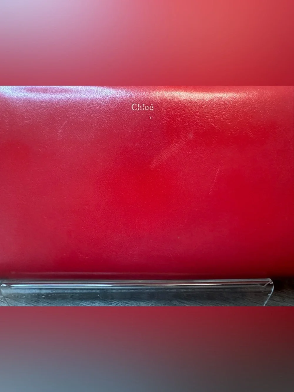 Chloé Red/Tan Baylee Long Zip Wallet